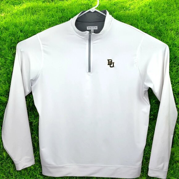 Peter Millar Perth Performance 1/4 Zip Pullover Baylor Mens White Large ME0EK40B - Picture 1 of 7